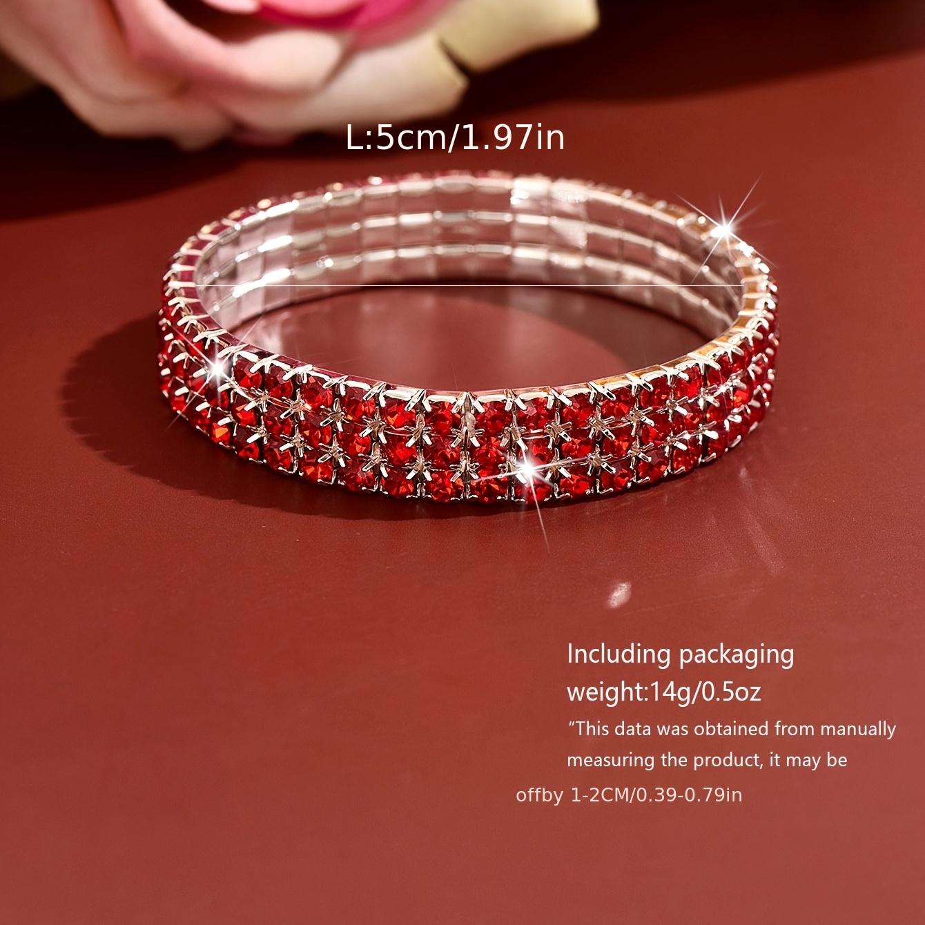 4pc Rhinestone Elastic Bangle 3-Row Bracelet Set